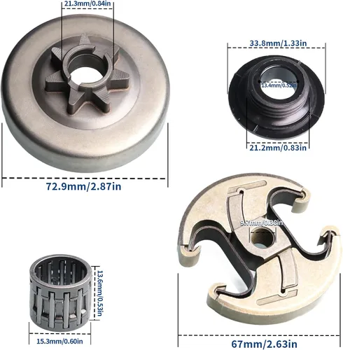 Miniatura 8 de Embrague de piñón 0 .375 7T para Husqvarna 455, 455 Rancher, 460, 460 Motosierra Rancher 537110503 y 537291604