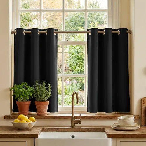 Miniatura 80 de RYB HOME Cortinas opacas de cocina de 36 pulgadas de largo, tratamiento de privacidad para ventanas pequeñas, aislamiento térmico, telón de fondo