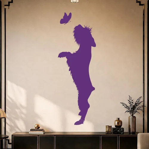 Miniatura 5 de Vinilo adhesivo de pared para perro, mariposa, mascotas, hogar, cuidado de animales, guardería, decoración grande (g1546), color negro
