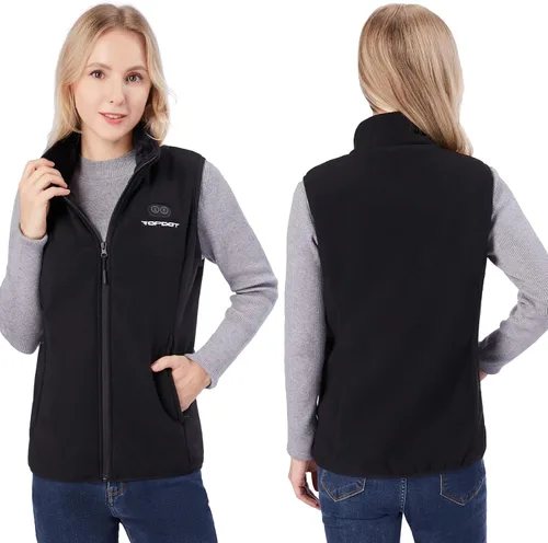 Miniatura 2 de Topdot Chaleco térmico de forro polar para mujer con batería, sin mangas, chaleco de forro polar suave con 8 zonas de calefacción