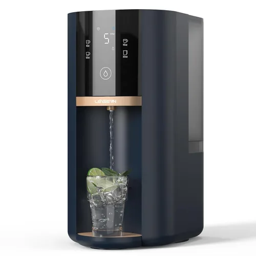 Leysern Sistema de Filtro de Agua de Ósmosis Inversa de Encimera, Filtración RO de 5 Etapas con UV, Relación Pura a Drenaje de 4:1, Base Giratoria
