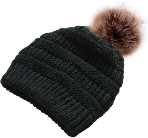 Miniatura 3 de Ottsas Gorro de invierno para mujer, con pompón, cálido, de doble capa, de punto suave, grueso