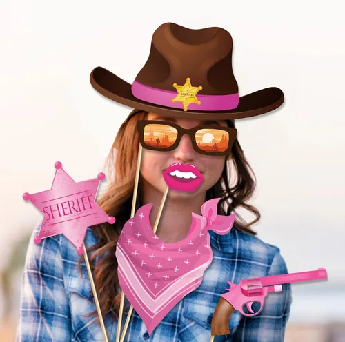 Miniatura 2 de 25 piezas de vaquero occidental para cabina de fotos, patrones de cabina de fotos de vaquero, decoraciones de fiesta, recuerdos de fiesta para niñas