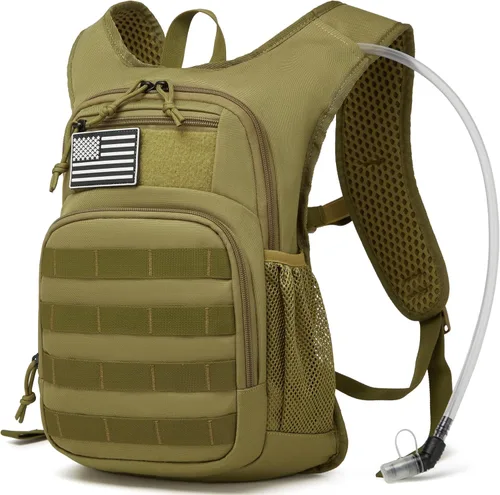Miniatura 16 de Mochila de Hidratación Wotony con Vejiga de Agua para Senderismo Paquete de Hidratación Táctico para Hombres Mujeres Mochila de Agua Molle para Negro