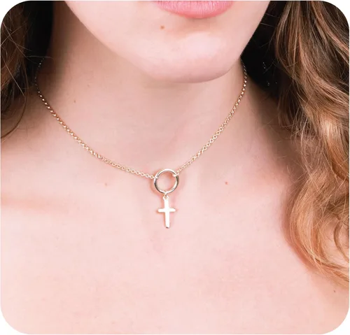 Miniatura 40 de Collar de cruz de oro para mujer, collares con colgante de cruz minimalista, longitud de 16 a 18 pulgadas, joyería cristiana hecha a mano, regalo