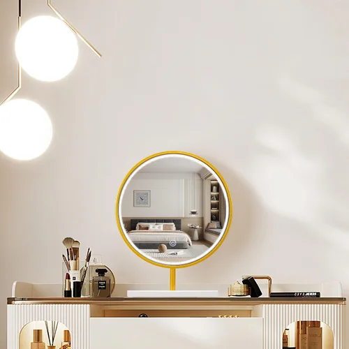 Miniatura 7 de Espejo de maquillaje iluminado de 15.7 pulgadas, espejo de tocador con enchufe USB, espejo de mesa regulable de 3 colores, espejo redondo, espejo