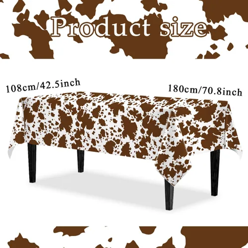 Miniatura 4 de Decoraciones de vaca de las montañas, 3 manteles con estampado de vaca, animales de granja, estampado de vaca marrón, funda rectangular de plástico