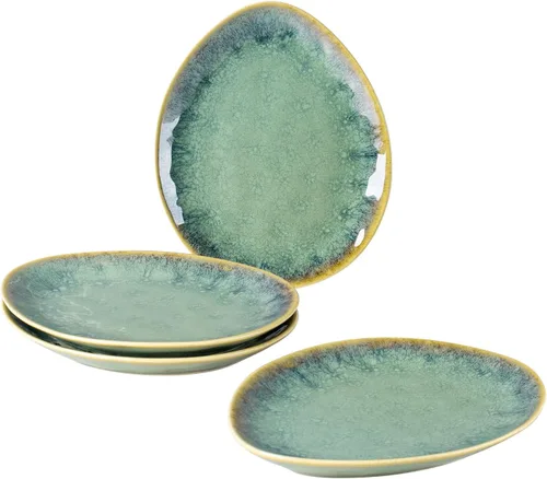Miniatura 9 de Henten Home Platos de postre de cerámica, juego de 4 platos de ensalada de 8.5 pulgadas, platos de porcelana para servir bocadillos para pastel
