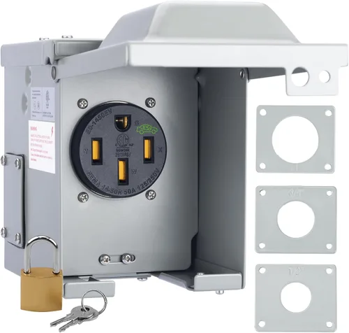 Miniatura 12 de RVGUARD Caja de toma de corriente de 30 amperios, 125 voltios, cerrada, resistente a la intemperie, NEMA TT-30R, panel de receptáculo eléctrico al