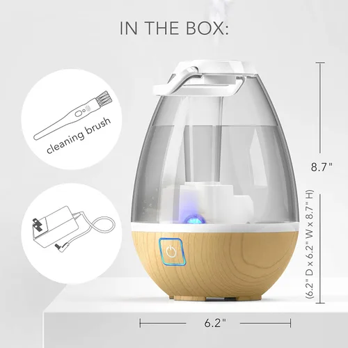Miniatura 7 de Sharper Image UHT1-SI Humidificador ultrasónico de niebla fría, tanque de agua de 0.4 galones (1.5 litros), 2 ajustes, apagado automático, boquilla