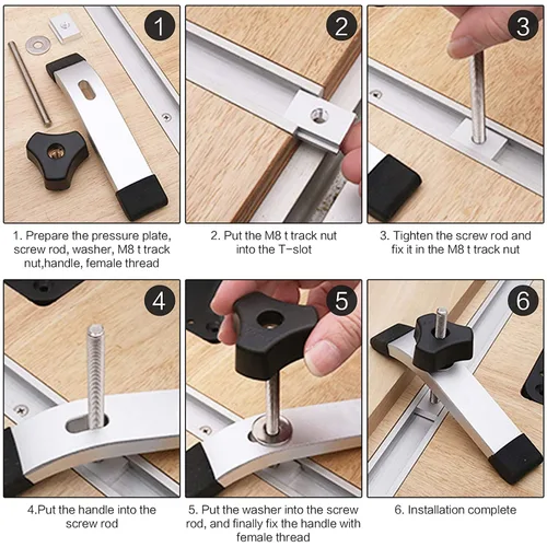 Miniatura 5 de 12 piezas M8 T-Slider para ranura en T, tuerca en T deslizante de aleación de aluminio roscada en T tuerca deslizante en T Bloque de tuerca