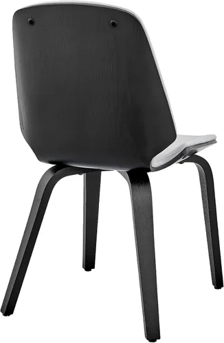 Miniatura 6 de Armen Living Brinley Mid Century - Silla auxiliar moderna de piel sintética gris y madera negra para comedor, mesa de cocina, escritorio, tocador