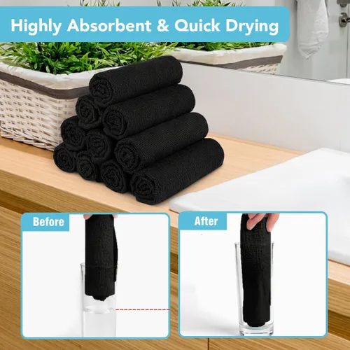 Miniatura 5 de Orighty Paquete de 5 toallas faciales de microfibra, altamente absorbentes y suaves al tacto, toallas de mano para baño, hotel, spa y gimnasio, 11.5