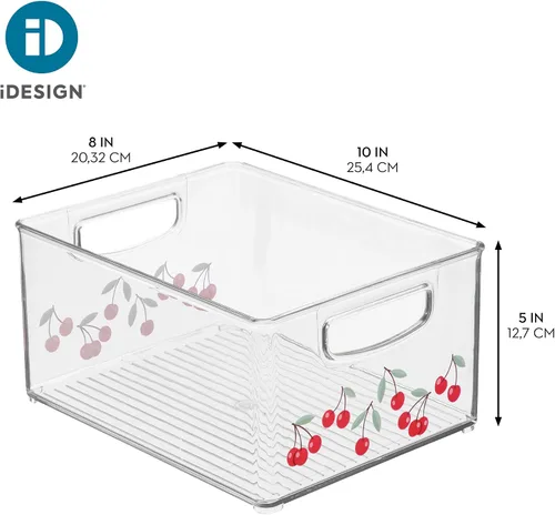 Miniatura 3 de iDesign Bathroom Organizer Bin, Decorative Print - Stackable Plastic Storage Basket for Makeup & Vanity Organization - Clear/Red