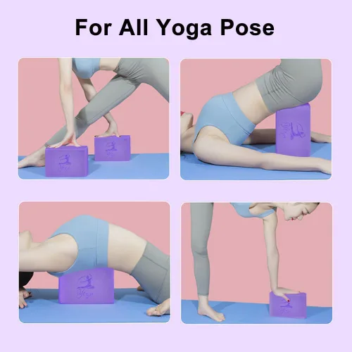 Miniatura 8 de Juego de 2 bloques de yoga y 2 correas de yoga, bloques de espuma EVA antideslizantes, ladrillos de yoga de alta densidad con correa de 6 pies