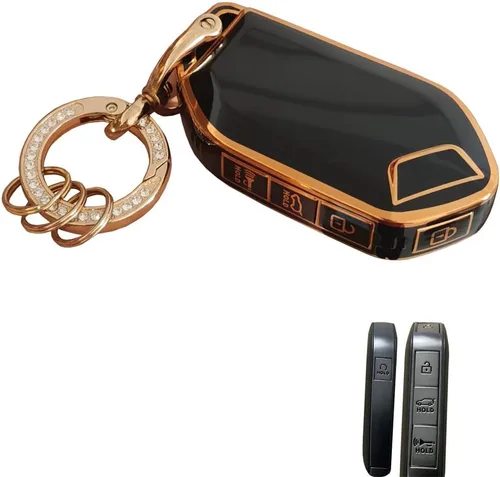 Funda de TPU suave para llavero de Kia, compatible con Kia Telluride EV5 2023 2024, llavero inteligente para automóvil (Negro)