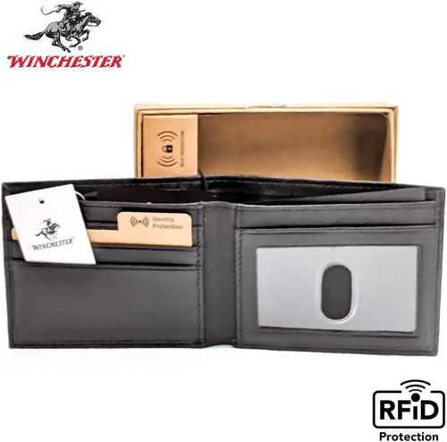 Miniatura 3 de Winchester billete RFID carteras para hombres de cuero genuino grano completo, ranura delgada para tarjeta con ventana de identificación ligero