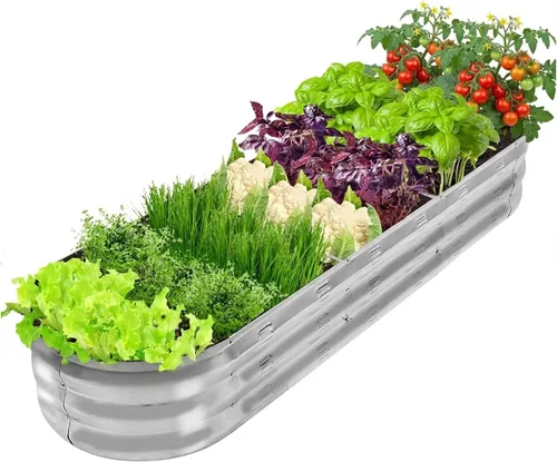 GADI Kit de cama de jardín elevada para verduras, macetas de metal galvanizado con flores, diseñadas para facilitar el bricolaje y la limpieza, no
