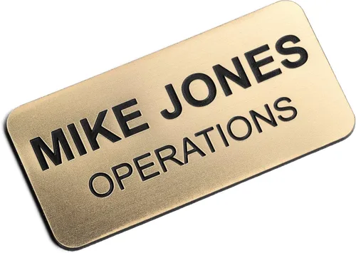 Miniatura 35 de Insignias de identificación con nombre grabadas personalizadas: identificación personalizada con pin o respaldo magnético, 1 pulgada x 3 pulgadas