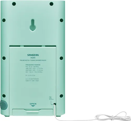 Miniatura 4 de Sangean H205TQ Radio digital de sintonización AM/FM/Alerta meteorológica portátil, resistente al agua para la ducha, turquesa