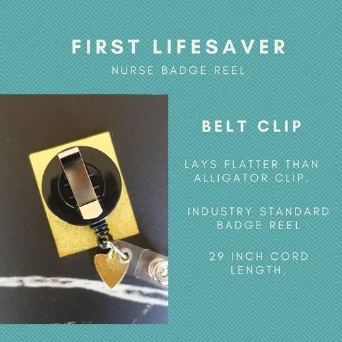 Miniatura 6 de First Lifesaver - gafete de identificación de enfermera – Carrete retráctil con dije para enfermeras, estudiantes de enfermería, NP (Be Kind)