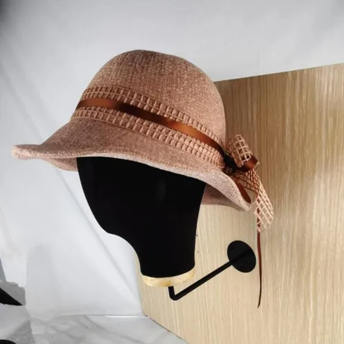 Miniatura 5 de Fenteer Soporte para peluca con cabeza de maniquí para sombrero de vaquero montado en la pared, color negro