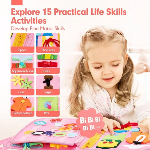 Miniatura 3 de hahaland Tabla de Actividades para Niños Pequeños y Niñas, Juguetes Montessori para Mayores de 3 Años, Actividades Educativas de Aprendizaje
