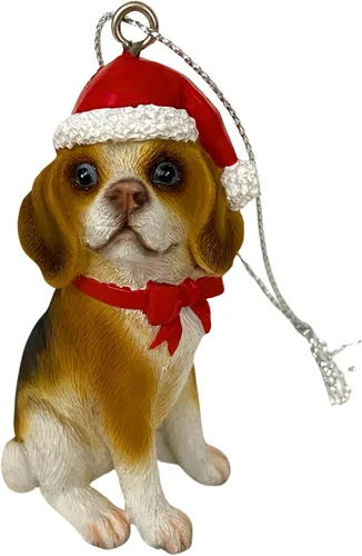 Miniatura 2 de Yuletide Designs Figura de perro adornos de Navidad con sombreros de Papá Noel