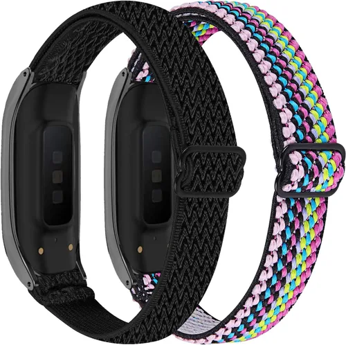 Miniatura 14 de Correas de cuero genuino y bandas elásticas de nailon compatibles con Samsung Galaxy Fit2, correas deportivas suaves y transpirables para mujeres