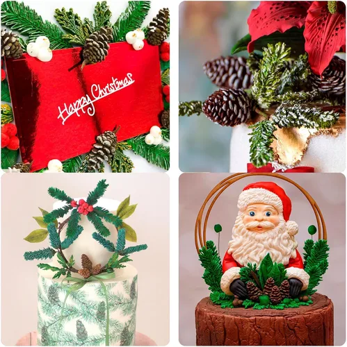 Miniatura 5 de Moldes de silicona de hojas de acebo de Navidad, molde de fondant de hojas de invierno, moldes de piña de Navidad para hornear chocolate