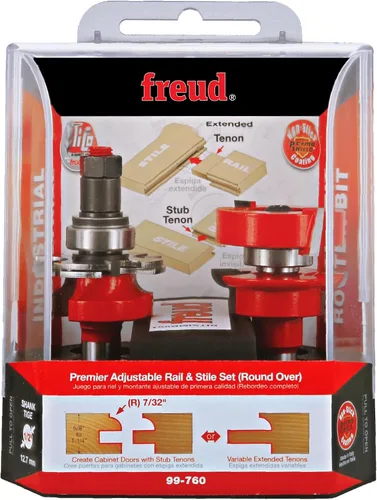 Miniatura 2 de Freud 99-760: Riel ajustable Premier de 1-11/16" (diámetro) y broca ajustable con vástago de 1/2" (redonda), longitud total de 3-3/4