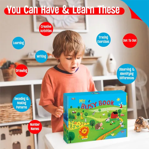 Miniatura 6 de Libro Ocupado Preescolar, Libro de Actividades de 30 Temas Diferentes, Juguetes Montessori de Aprendizaje Herramienta Educativa