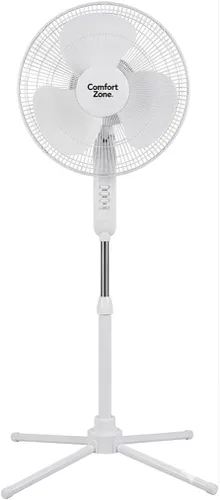 Miniatura 12 de Comfort Zone CZST161BTEBK Ventilador de pie oscilante de 16 pulgadas, opciones de 3 velocidades, cabezal oscilante de 90 grados, altura y Negro