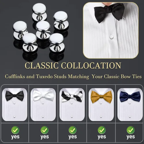 Miniatura 5 de HAWSON Juego de gemelos y tachuelas de esmoquin para hombre con caja de regalo joyas o accesorios para hombre adecuados para traje negro, camisas