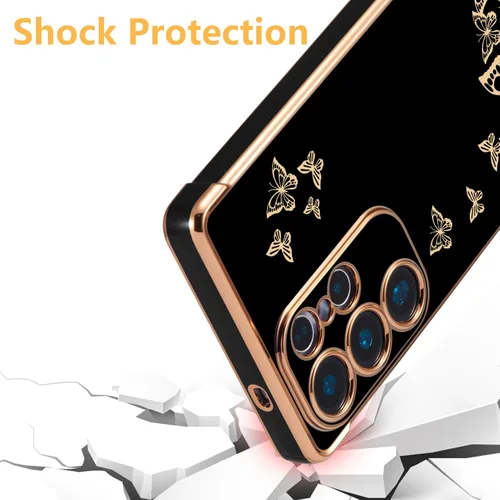 Miniatura 6 de ZTOFERA Funda de teléfono para Samsung Galaxy S23 Ultra 5G, elegante diseño de mariposa, para niñas y mujeres encantadoras, chapado suave, Negro