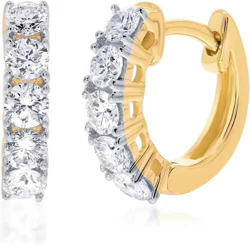 Aretes de aro de diamantes cultivados en laboratorio para mujer 12-1 CT TW Real 14K Gold Huggie Aretes Diamantes GH VS SI Impresionantes joyas de