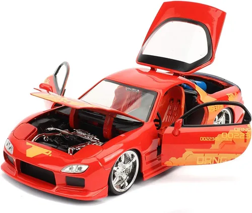 Miniatura 3 de Jada Toys Fast & Furious 1:24 Orange JLS Mazda RX-7 - Coche fundido a presión, juguetes para niños y adultos (30747)