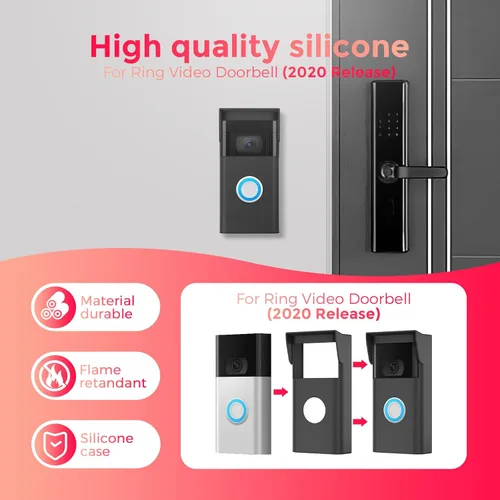Miniatura 2 de Funda de silicona para timbre de video Ring de 2ª generación (versión 2020) – Cubierta de timbre de anillo resistente a la intemperie con visera