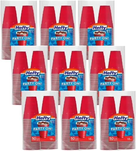Miniatura 7 de Hefty Vasos fríos de plástico desechables de fácil agarre, vasos de bebidas duraderas para refrescos, jugos y bebidas frías, vasos de plástico rojo