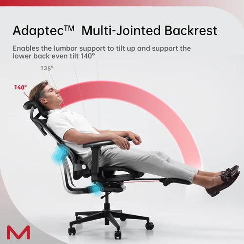 Miniatura 9 de Silla de oficina ergonómica de malla con reposapiés, silla ejecutiva de oficina en casa con soporte lumbar, silla ergonómica