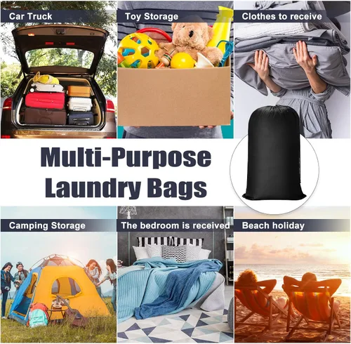 Miniatura 3 de Sanwuta 40 bolsas de lavandería grandes de 38 x 24 pulgadas, bolsas de lavandería de viaje a granel con cierre de cordón, lavables, resistentes