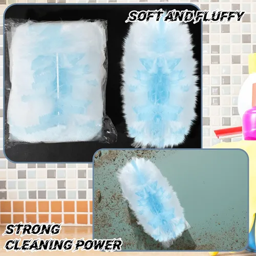 Miniatura 4 de Vesici 100 piezas de repuesto de plumero compatibles con Swiffer Dusters desechables a granel, repuesto grueso con 1 mango resistente para limpieza