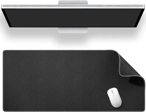 ALOANES - Alfombrilla de escritorio negra impermeable, alfombrilla grande para mouse con alfombrilla extendida, con base antideslizante, borde