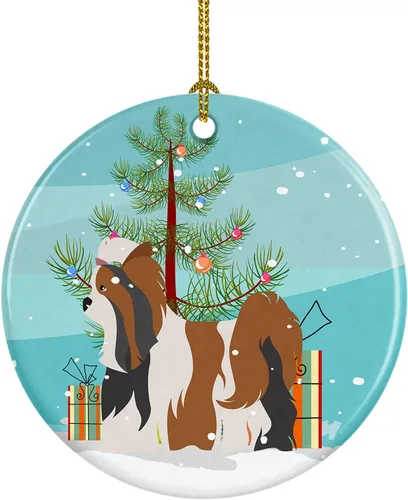 Miniatura 4 de Caroline's Treasures American Toy Fox Terrier - Adorno de cerámica de Navidad para colgar en el árbol de Navidad, decoración para el hogar, Navidad