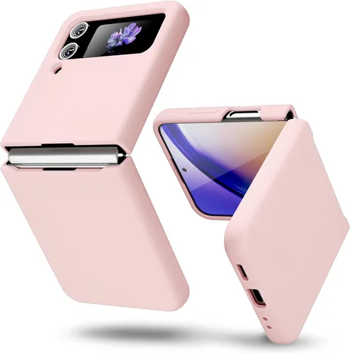 Miniatura 21 de oakxco Funda para teléfono Samsung Galaxy Z Flip 4, agarre de silicona líquida, bonita fina delgada cubierta de gel TPU de goma suave lisa