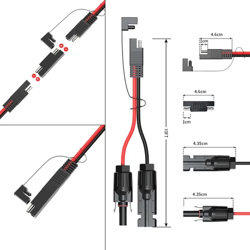 Miniatura 6 de ELFCULB Cable de extensión de panel solar de 10 AWG de 10 pies a SAE, adaptador de polaridad inversa SAE para paneles solares, kit de cargador
