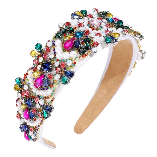 Miniatura 9 de Diademas para el cabello con cuentas de perlas adornadas con diamantes de imitación de cristal para mujeres y niñas, accesorios de aro barrocos