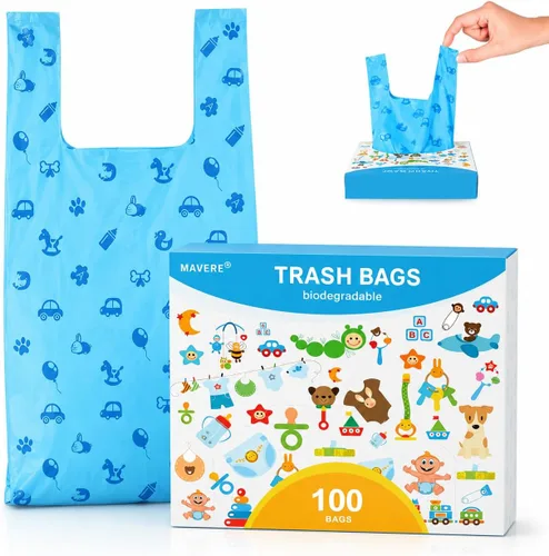 Bolsas para recoger excrementos de arena para gatos con asas, bolsas de corbata para perros, bolsa de basura a prueba de fugas, sin perfume, 100