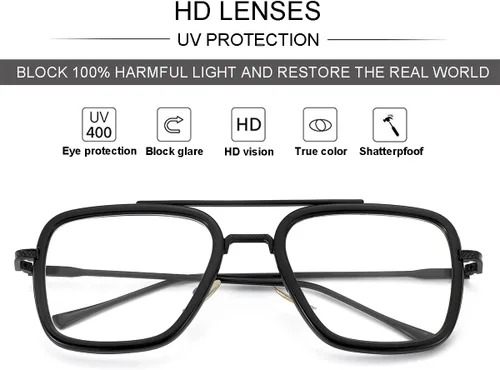 Miniatura 6 de Gafas de bloqueo de luz azul estilo Tony Stark para hombres y mujeres, gafas de juegos de computadora de Iron Man y Spider-Man Negro/Negro