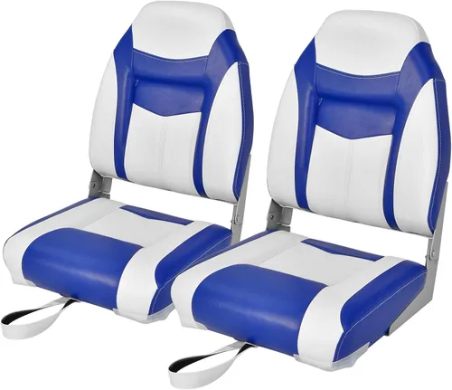Miniatura 23 de GYMAX Asiento plegable para barco, paquete de 2 asientos con respaldo bajo para capitán de pesca, con acolchado de esponja gruesa, bisagras